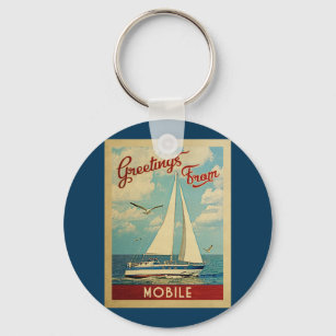 Mobile Sailboat Vintage Travel Alabama Key Ring