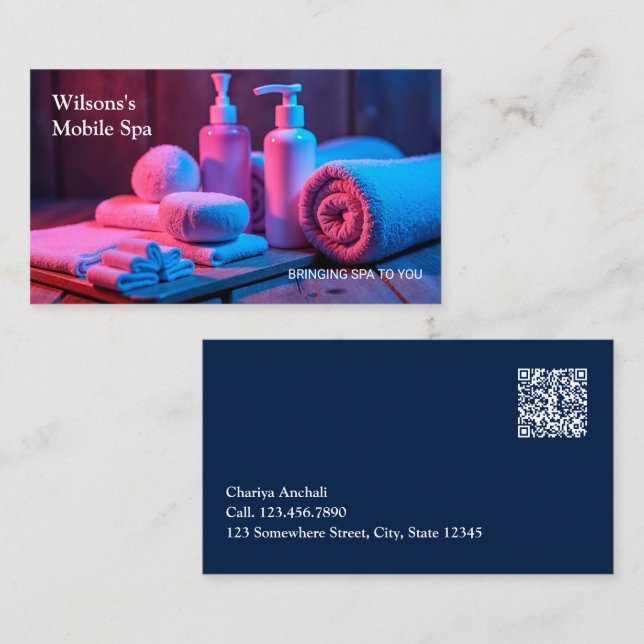 Mobile Spa Massage Therapy Business Card (Front/Back)