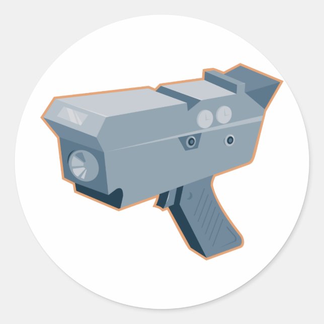 mobile speed camera radar gun retro classic round sticker (Front)