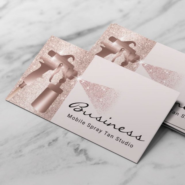 Mobile Spray Tan Blush Rose Gold Sunless Tanning Business Card (Creator Uploaded)