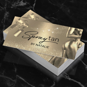 Mobile Spray Tan Modern Gold Airbrush Tanning Business Card