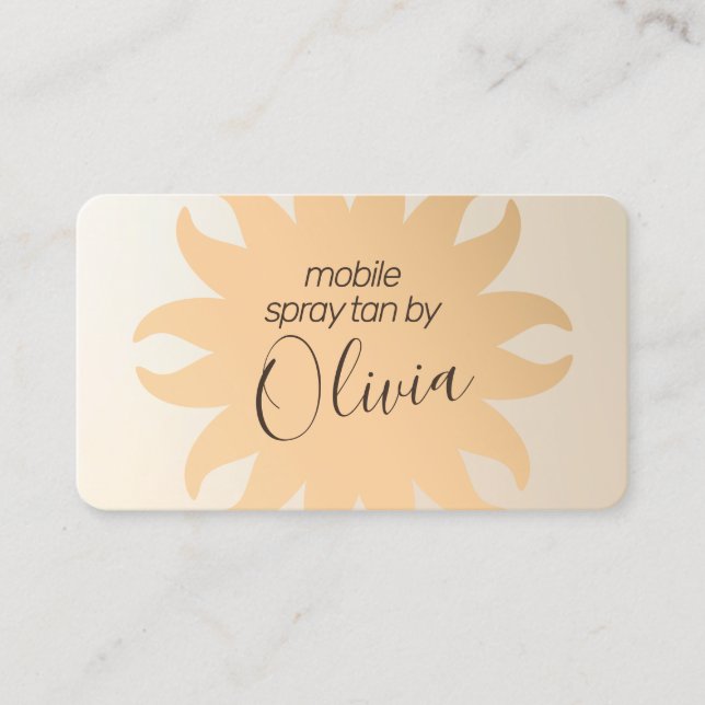 Mobile Spray Tanning  Copper Sun Rays  Business Card (Front)