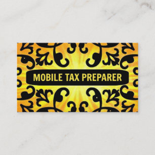 Mobile Tax Preparer Sunshine Damask Business Card