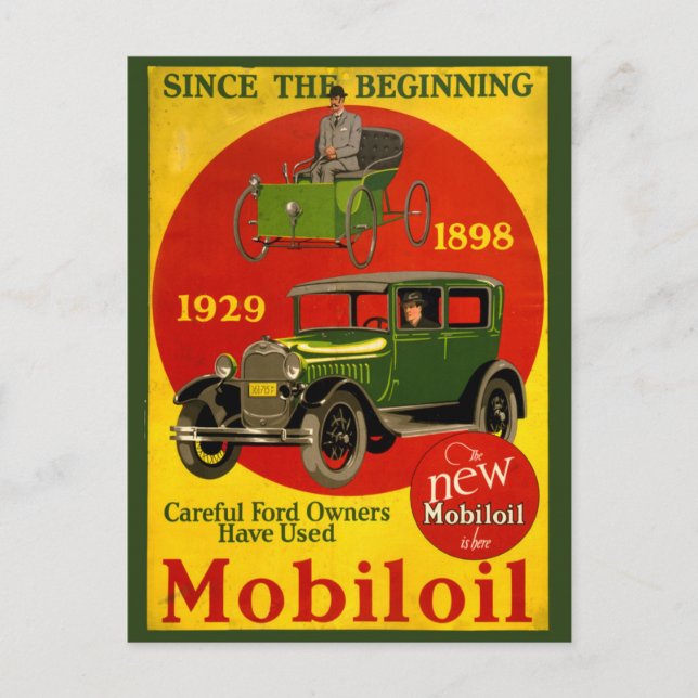 Mobiloil Vintage Poster Restored Postcard (Front)