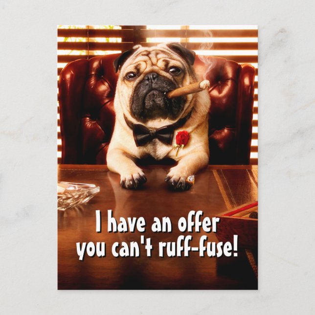 Mobster Dog Invitation Postcard (Front)