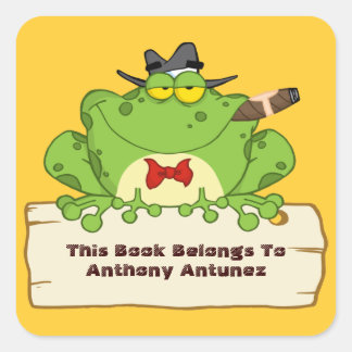 Mobster Frog Bookplate Square Sticker