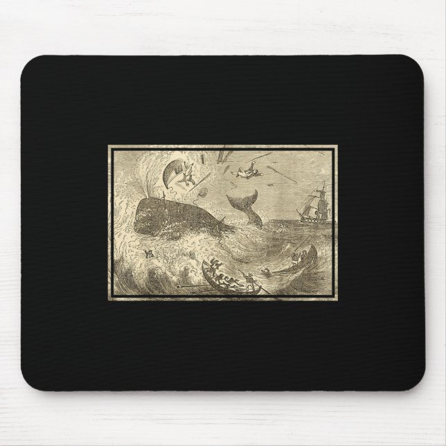 Moby Attacking Whaling Boats  Mouse Pad (Front)