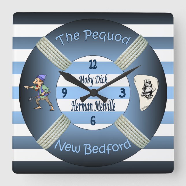 Moby-Dick ~ The Pequod ~Herman Melville ~Lifesaver Square Wall Clock (Front)