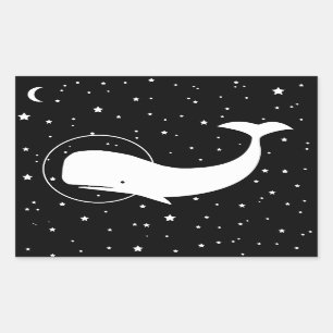 MOBY IN SPACE RECTANGULAR STICKER