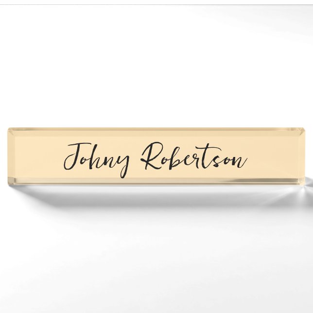 Moccasin Peachy Yellow Plain Elegant Professional Nameplate (Front)