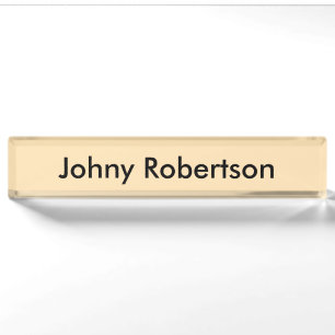 Moccasin Peachy Yellow Plain Elegant Professional Nameplate