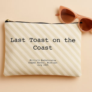 Mocha and Cream Striped Bridesmaid Bachelorette Accessory Pouch