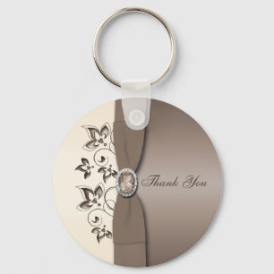 Mocha and Ivory Floral Keychain