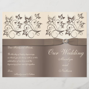 Mocha and Ivory Floral Wedding Program