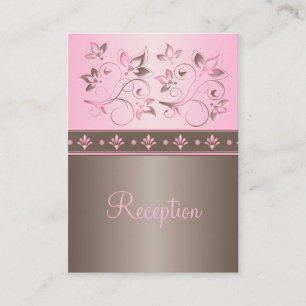 Mocha and Pink Floral Reception Enclosure Card
