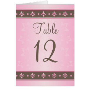 Mocha and Pink Floral Table Number Card