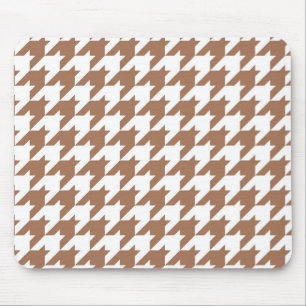 Mocha and White Houndstooth Seamless Pattern Mouse Pad