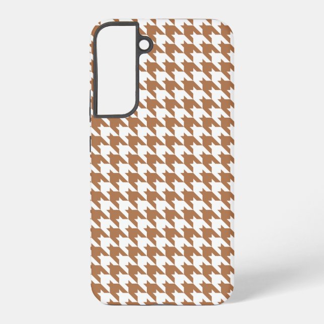 Mocha and White Houndstooth Seamless Pattern Samsung Galaxy S22+ Case (Back)