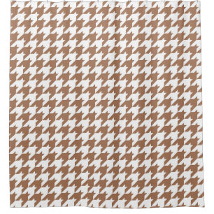 Mocha and White Houndstooth Seamless Pattern Shower Curtain