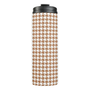 Mocha and White Houndstooth Seamless Pattern Thermal Tumbler