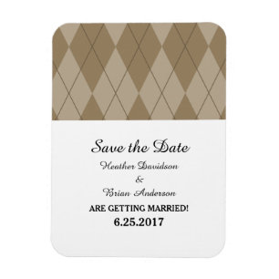 Mocha Argyle Save the Date Flexi Magnet