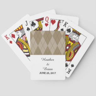Mocha Argyle Wedding Playing Cards