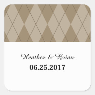 Mocha Argyle Wedding Stickers