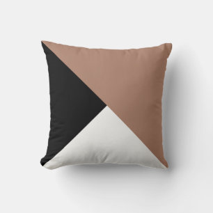 Mocha Black White Diagonal Colour Block Pillow