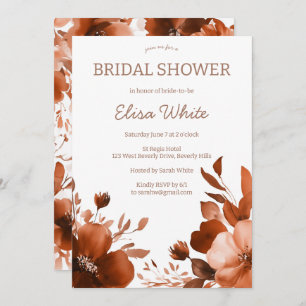Mocha Blooms Watercolor Bridal Shower CUSTOM  Invitation
