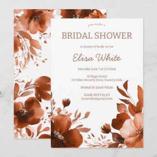 Mocha Blooms Watercolor Bridal Shower CUSTOM Invitation