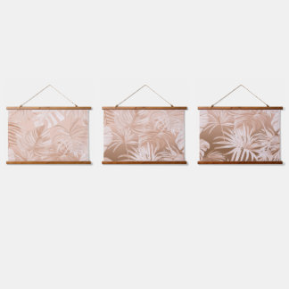 Mocha Boho Tropical  Wood Topped Wall Tapestry