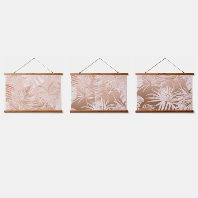 Mocha Boho Tropical  Wood Topped Wall Tapestry (Triple)