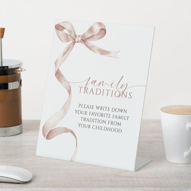 Mocha Bow Favourite Family Traditions Game Pedestal Sign (In SItu)