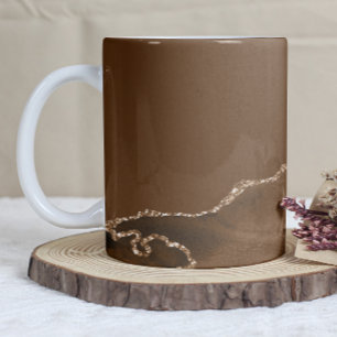 Mocha Brown Agate Gold Glitter Coffee Mug