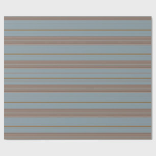 Mocha Brown and Blue Stripes Wrapping Paper