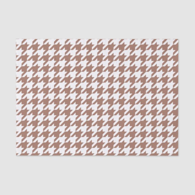 Mocha Brown and White Houndstooth Tissue Paper (Front)