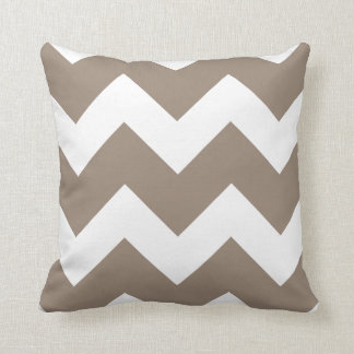 Mocha Brown and White Large Chevron Print Cushion