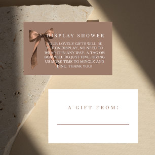 Mocha Brown Bow No Gift Wrap Display Bridal Shower Enclosure Card