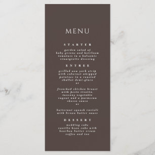 Mocha Brown Chic Modern Elegant Dinner Wedding Menu
