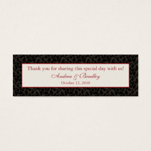 Mocha Brown & Claret Red Damask Wedding Favour Tag