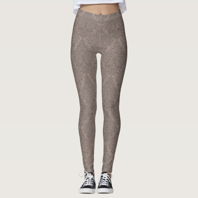 Mocha Brown Designer Women's Leggings (Front)