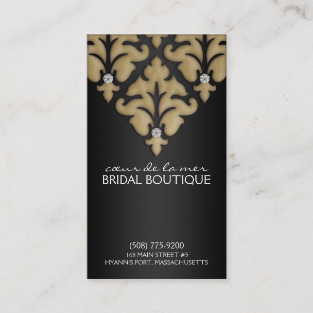 Mocha Brown Diamond Damask Appointment Cards (Front)