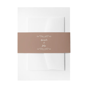 Mocha Brown Elegant Weddings Calligraphy Rustic Invitation Belly Band