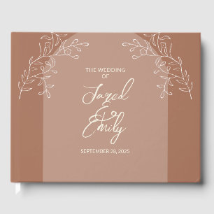Mocha Brown Floral Arch Wedding  Guest Book