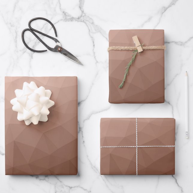 Mocha Brown geometric mesh modern pattern Wrapping Paper Sheet (Front)