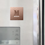 Mocha Brown geometric mesh pattern Monogram Magnet<br><div class="desc">Monogram Personalise with your custom initial and name. Brown gradient geometric mesh pattern triangles ombre. 
Triangle geometric mesh with cool ombre gradient design.</div>