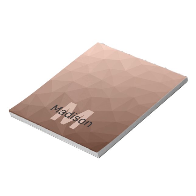Mocha Brown geometric mesh pattern Monogram Notepad (Rotated)