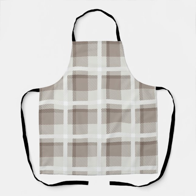 Mocha Brown Gingham buffalo plaid check  Apron (Front)