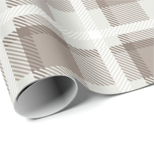 Mocha Brown Gingham buffalo plaid check Wrapping Paper