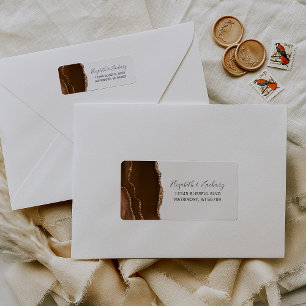 Mocha Brown Gold Agate Wedding Return Address